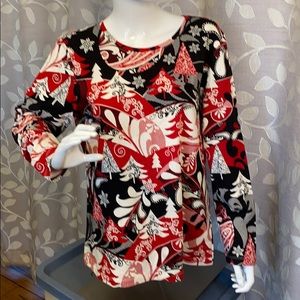Christopher & Banks Winter Scene Top, Size L